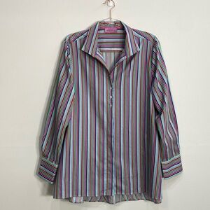 McCulley's Highlands Stripped Cotton Button Down Top XL?
